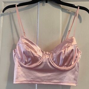 Adika Light Pink Satin Bustier Crop Top